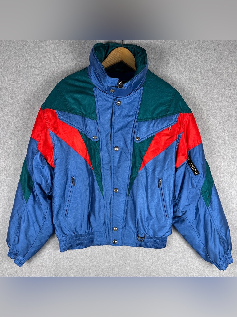Vintage Descente Ski Jacket Mens Large 90s Colorblock Blue Red Green Puffer
